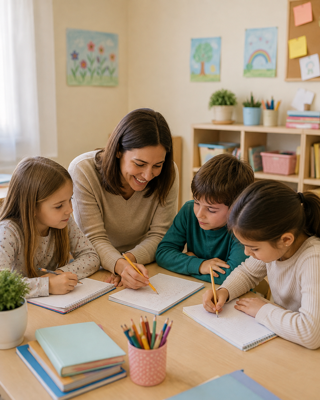 Niños en clases particulares en grupo reducido